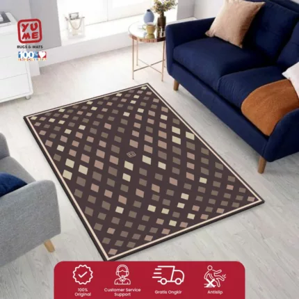 YUME Karpet Lantai / Keset Anti Selip ukuran 100x150 Motif Vintage Diamond