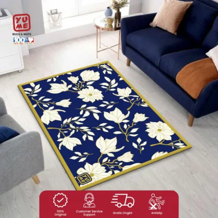 YUME Karpet Lantai / Keset Anti Selip ukuran 100x150 Motif Moonstone Peony