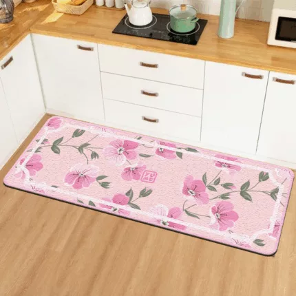 YUME Karpet Lantai / Keset Anti Selip ukuran 50x140 Motif Blooming Pink